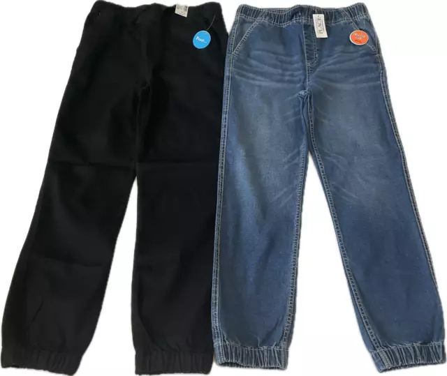 The Childrens Place Sweat Pant Jeans Boy Size 14 Black Blue Stretch Waist 2 Pair