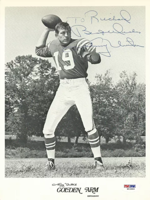Johnny Unitas Signed Colts Football 8x10 Photo PSA/DNA COA Picture Autograph HOF