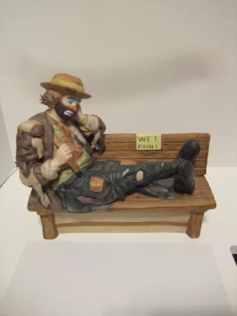 Emmett Kelly Jr. Hobo Clown Wet Paint Bench Large Porcelain Figurine Flambro