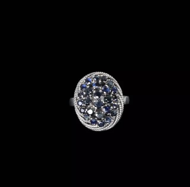 835/- Silber Ring mit blauen Saphiren, Ringgröße 64, Retro, Antik