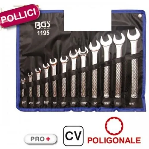 Serie Set Kit 12 Pz Chiavi Combinate,Fissa E Stella In Pollici Fermec Bgs 1195