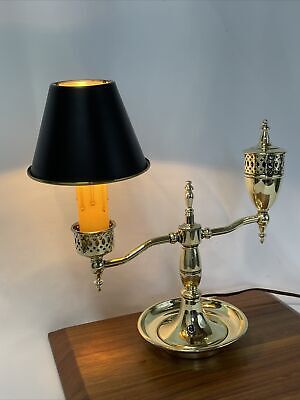 RESTORED Antique Vtg Brass "Oil" Desk Lamp Student Art Deco Victorian Colonial
