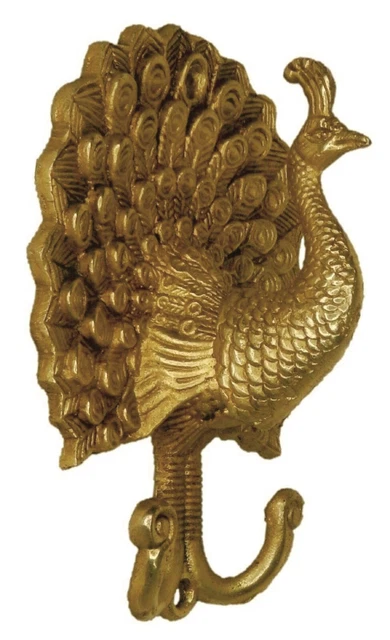Peacock Shape Antique Vintage Style Handmade Brass Wall Hanger Key Cloth Hook