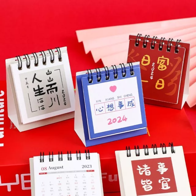 Standing Flip Calendar Mini Desk Calendar 2024 Calendar  Student Stationery