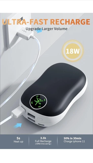Hand Warmers Rechargeable 2 Pack - Jialexin 5000mAh*2 Large Hand Warmer Reusable