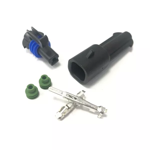 Delphi 280 Style One Way Waterproof Wiring Connector With Terminals & Seals 30A