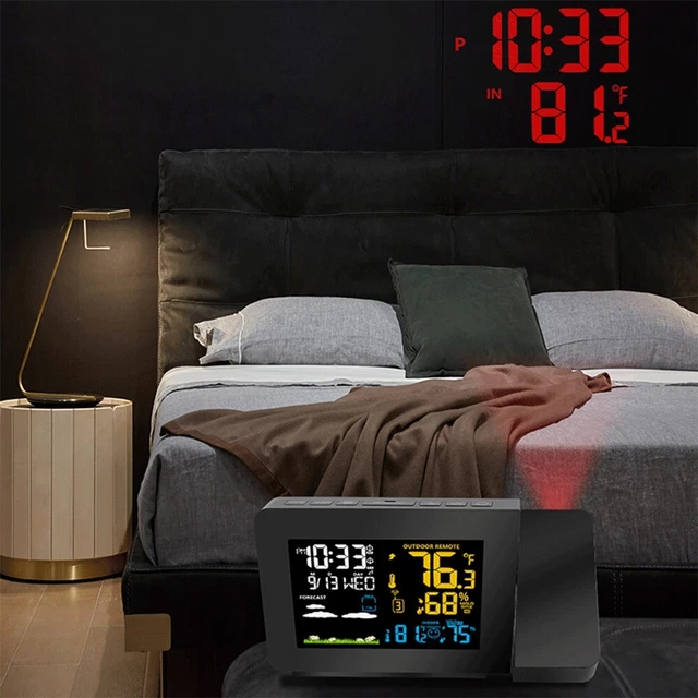 Horloge de station météo de projection haute performance avec plusieurs foncti