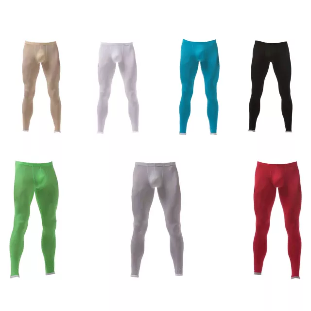 Men's Ultra-thin Ice Silk Leggings Sheer Gym Fitness Long Pants Skinny  Trousers