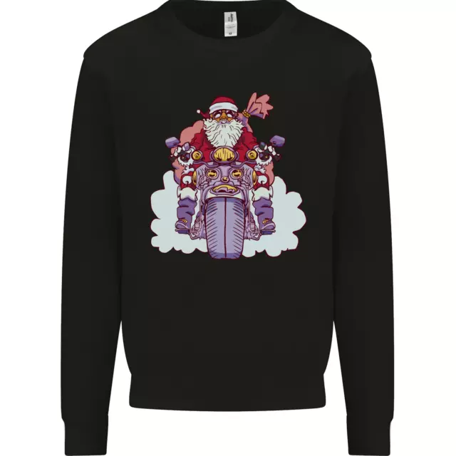 Biker Santa Christmas Motorcycle Motorbike Mens Sweatshirt Jumper