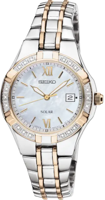 Seiko Diamond Mop Dial Two-tone Solar Women's Watch SUT068