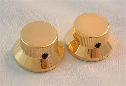 Guitar Parts METAL TOP HAT Skirt KNOBS - Stratocaster style - Set of 2 - GOLD