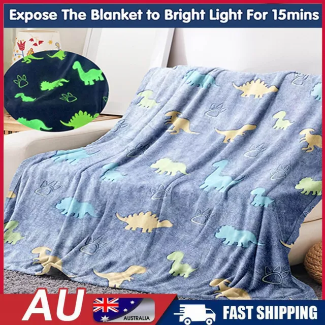 Luminous Kid Blanket Flannel Glow in The Dark Blanket Cartoon Pattern Blanket