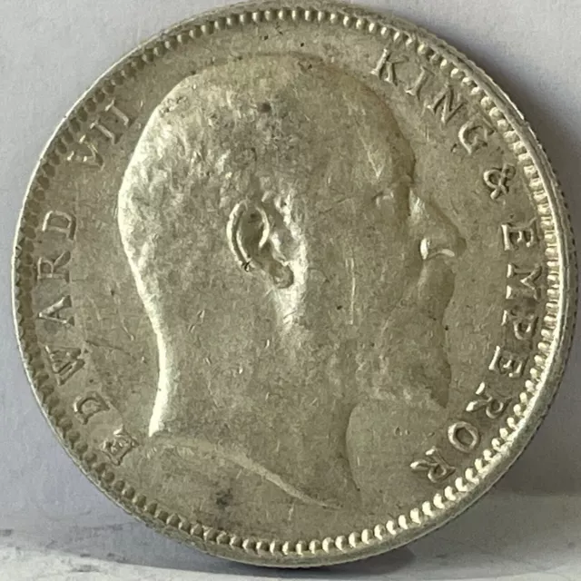 Eduardo VIi Rey Emperador Moneda de Plata De Denominación Una Rupia Año 1909