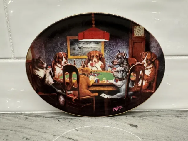 Franklin Mint Heirloom Plate "An Ace In The Hole" Dogs Playing Poker Cards