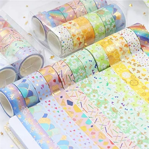 12 Rolls Fresh Plants Washi Tape Set Gold Foil Masking Tape Decorative Tape 2