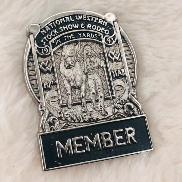 1993 Denver National Western Stock Show Rodeo Member Souvenir Lapel Pin Badge