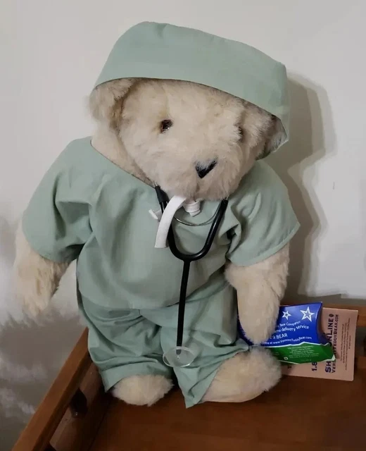 VERMONT TEDDY BEARS PLUSH Doctor Surgeon Nurse Medical Scrubs 16" NEW W TAGS VTG