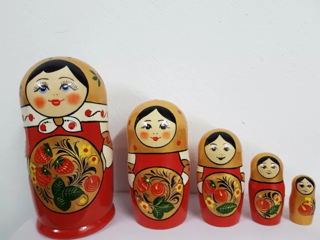 Matroschka Babuschka Matrjoschka Original gelbes Tuch 5 Puppen 18cm