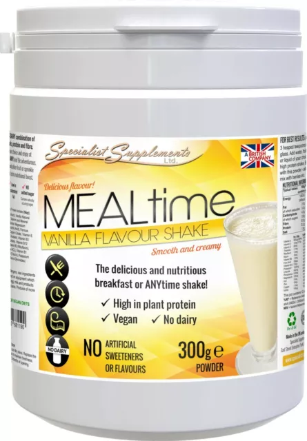 MEALtime Vanilla Flavour Shake High in Plant Protein No Dairy Vegan 300g POWDER