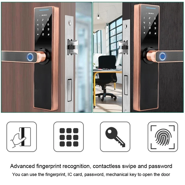 Tuya Kompatibles Smart Home Schloss Smart Türschloss Mit Fingerabdruck & WiFi - Passwort, IC-Karte, App-Steuerung Türöffner Elektrisch Mit Kamera