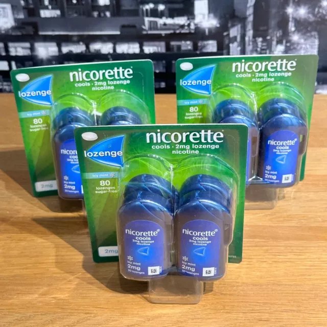 Nicorette Cools Icy Mint Lozenges x 80 Nicotine Sugar Free Stop Smoking Aid 2mg 2