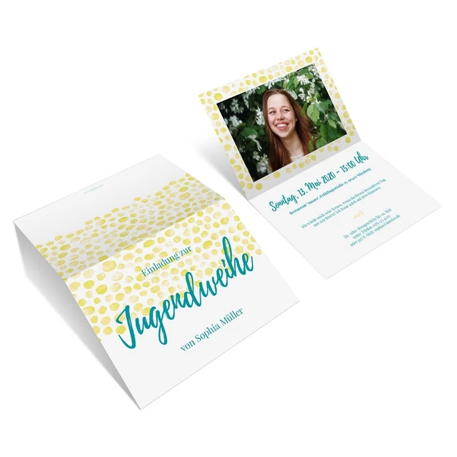 Personalisierte Jugendweihe Einladungen Einladungskarten 10 bis 100 Stück individuelle Klappkarten - Wiesentau Personalisierte Jugendweihe Einladungen Einladungskarten 10 bis 100 Stück individuelle Klappkarten - Wiesentau