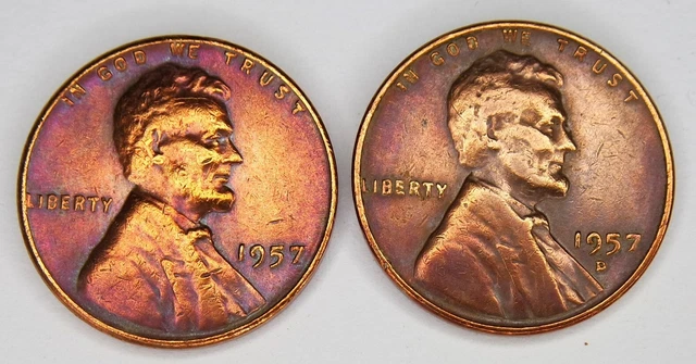 1957 P-1957 D Lincoln Cent Wheat Penny's ..**BEAUTIFUL OLD COINS**