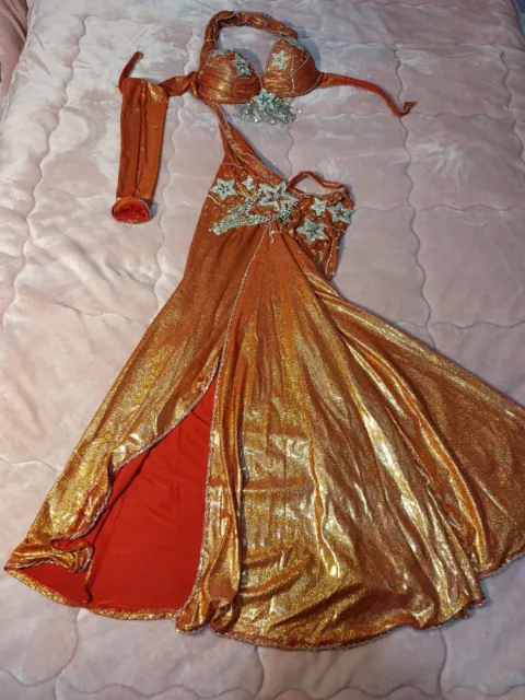 VESTITO DANZA DEL VENTRE - BELLY DANCE DRESS - DANZA ORIENTALE colore Bronzo