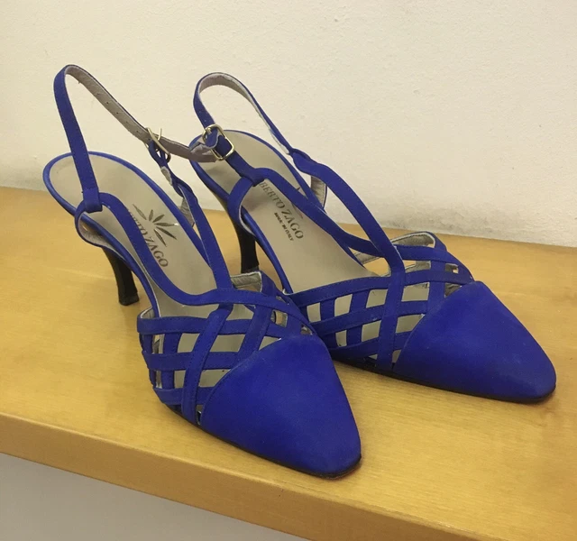 BELLISSIME SCARPE ALBERTO Zago decollete aperte dietro nabuk bluette Mis 35.5 EUR 29 00 PicClick IT