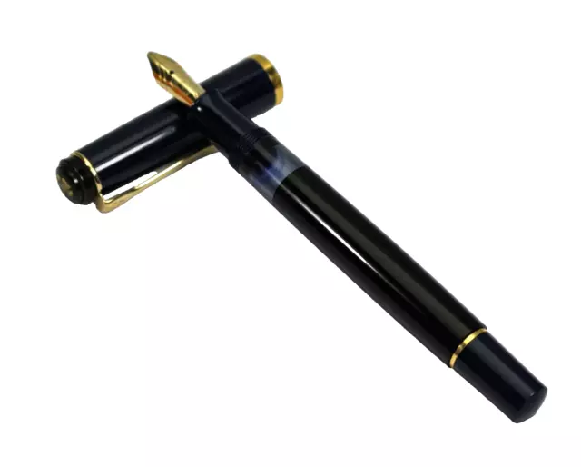 Pelikan Kolben Füller blau-schwarz 585 Goldfeder RAR Pelikan 400 - 19046 –