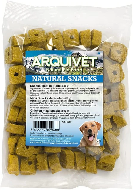 Arquivet-snack premium perro maxi de pollo 500 gr,chuches,premios,entrenamiento