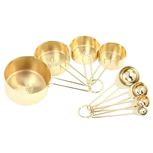 Gold Measuring Cups Measuring Spoons Set Stainless Steel 8 PIECE Dry and LiquiB9