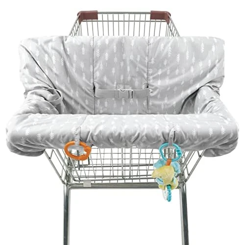 Shopping Cart & High Chair Cover - Grey Ditsy Leaf - Shopping Cart Cover for