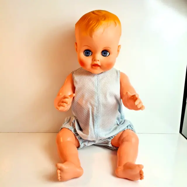 Large Vintage Evergreen Play Doll Blue Eyes Orange Hair Hard Plastic Body