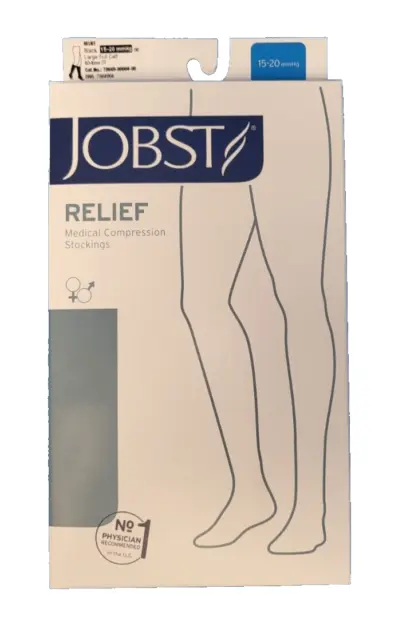 JOBST Relief Black Medical Compression Stockings 15-20 mmHg LG Full Calf