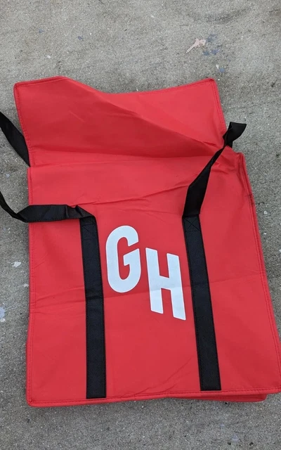 Grubhub Official Tote Bag Red Large 20 x 20 x 10 Insulated Food Delivery Bag