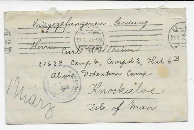 Kgf, PoW: 1917 Hamburg nach Isle of Man, Knockaloe Aliens Detention camp