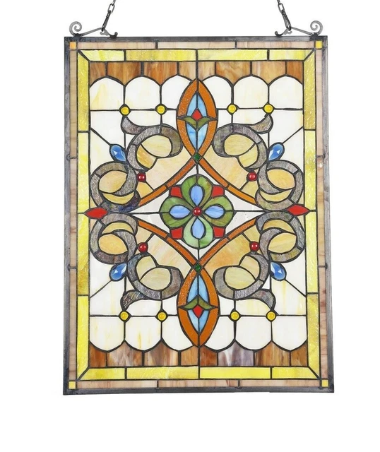 24" Tiffany Style Stained Glass De-lilah Hanging Window Panel