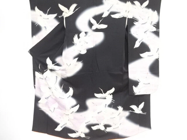 45473# Japanese Kimono / Antique Furisode / Cranes