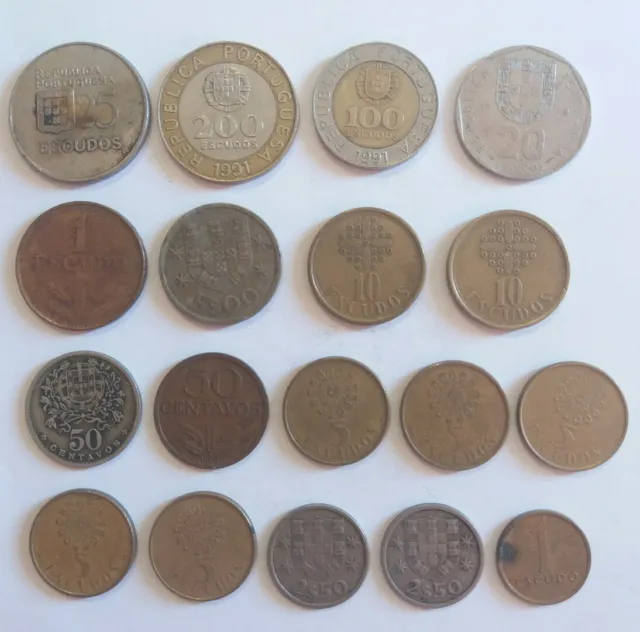 Portugal set of 18 coins. Portuguese coins. Escudos and Centavos.