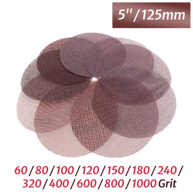 5" 125mm Mesh Abrasive Sanding Discs Hook and Loop Sandpaper Disc 60-1000 Grit