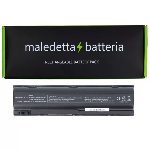 Batteria POTENZIATA 10.8-11.1V 5200mAh SOSTITUISCE Hp-Compaq 398752-001,