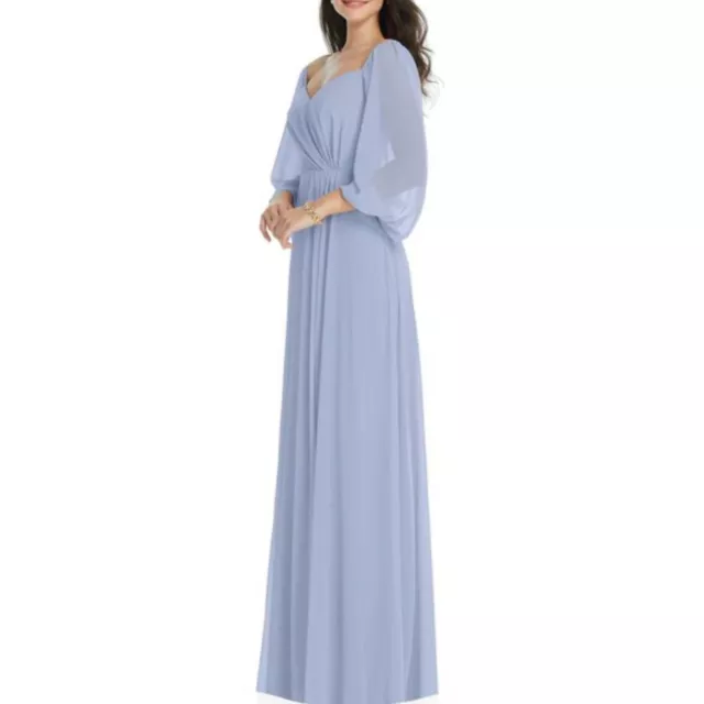 Dessy Collection Convertible Neck Long Sleeve Chiffon Gown