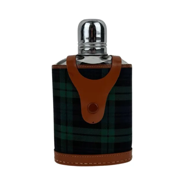 Noymer Green Plaid Flask Real Hide Made in England