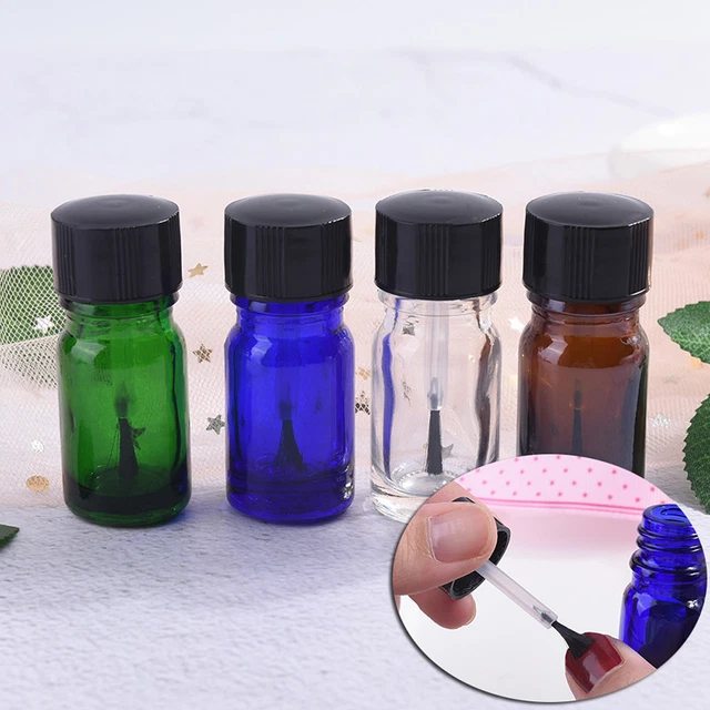 4 colores 5 ml vidrio transparente vacío esmalte de uñas contenedores de gel con cepillo AGZ8