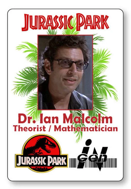 DR IAN MALCOLM Jurassic Park Name Badge Prop Halloween Cosplay Magnet ...