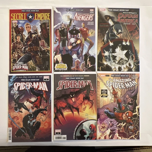 Lot Of 6 Marvel Free Comic Book Day Fcbd Spider-Man Avengers Captain America