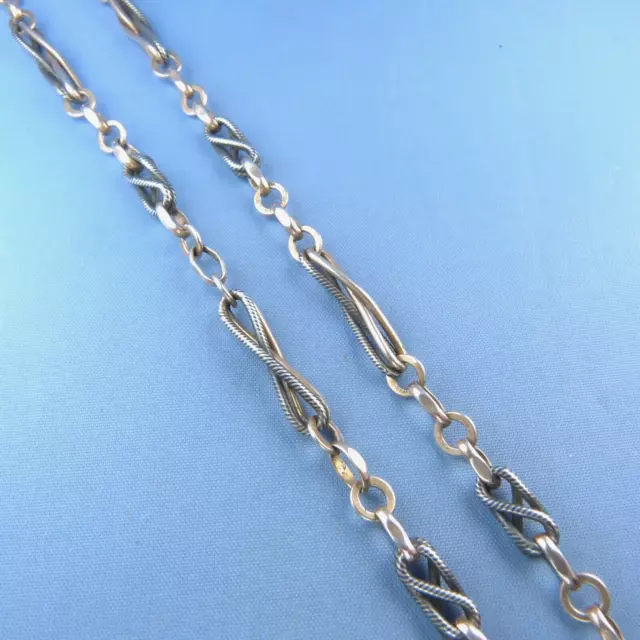 Niello Silver Pocket Watch Chain or Bracelet Necklace Choker