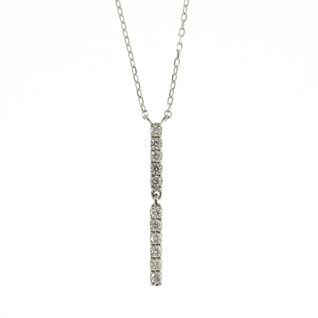 Star Jewelry Bar Motif 11P Diamond Necklace Pendant/K18(No WG)-1.1g/0.07ct/W...