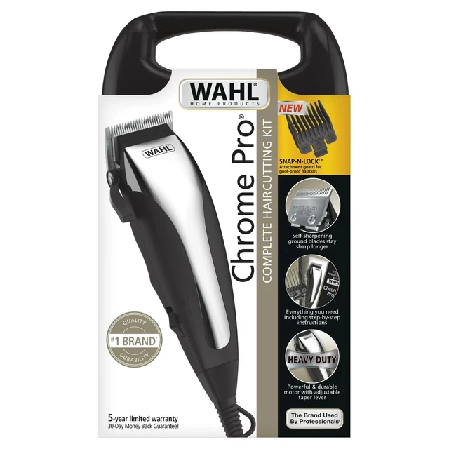 WAHL CHORME CUT Haircutting Kit, Black/Chorme Clipper Model 96701201